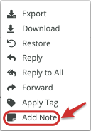 Jatheon Cloud More menu in the opened item with the Add Note option