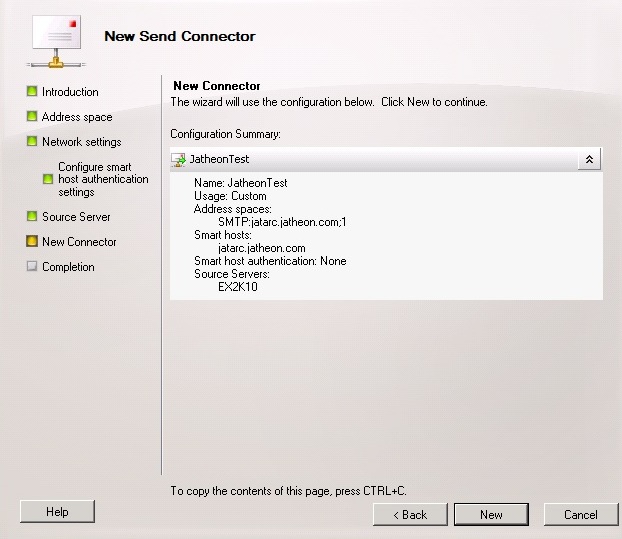 Reviewing the Jatheon cCore send connector configuration