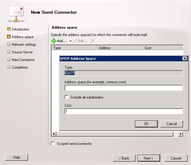 Address space entry for the Jatheon cCore send connector