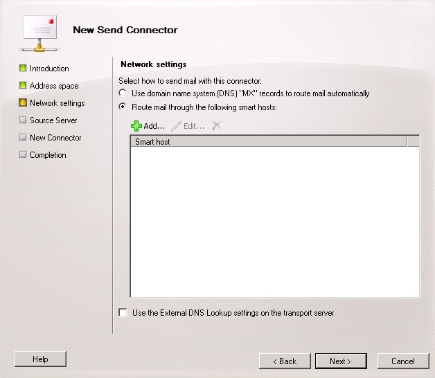 Route email through the following smart hosts option for the Jatheon cCore connector