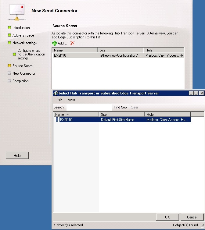 Adding the default Exchange Server to the Jatheon cCore send connector