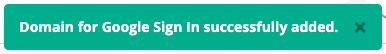 Jatheon Cloud notification confirming the Google Sign In domain was added
