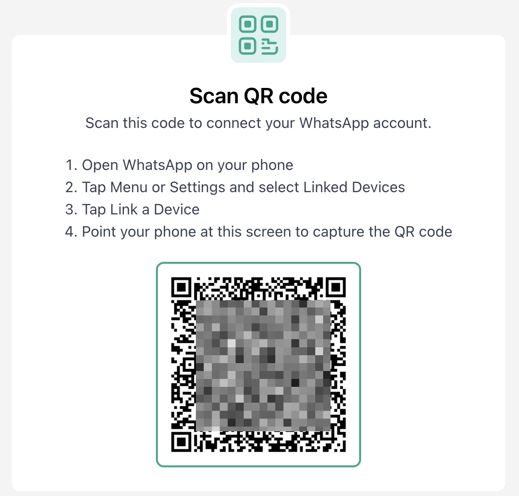 Scan QR code to connect WhatsApp with Jatheon Cloud