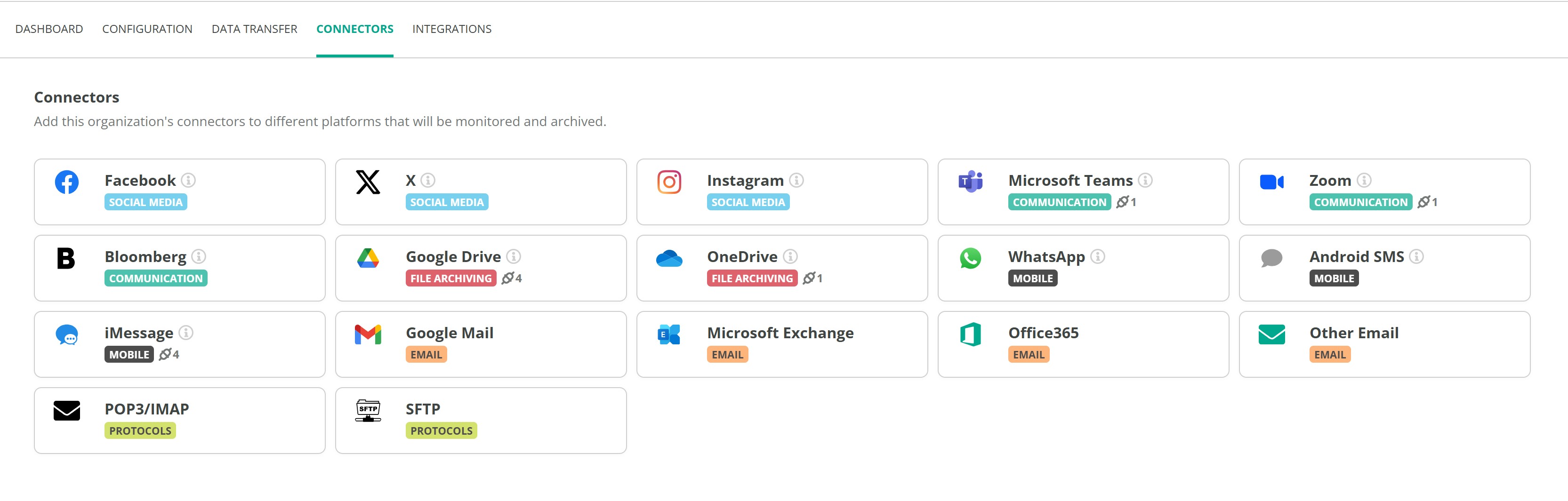Select Twitter connector in Jatheon Cloud