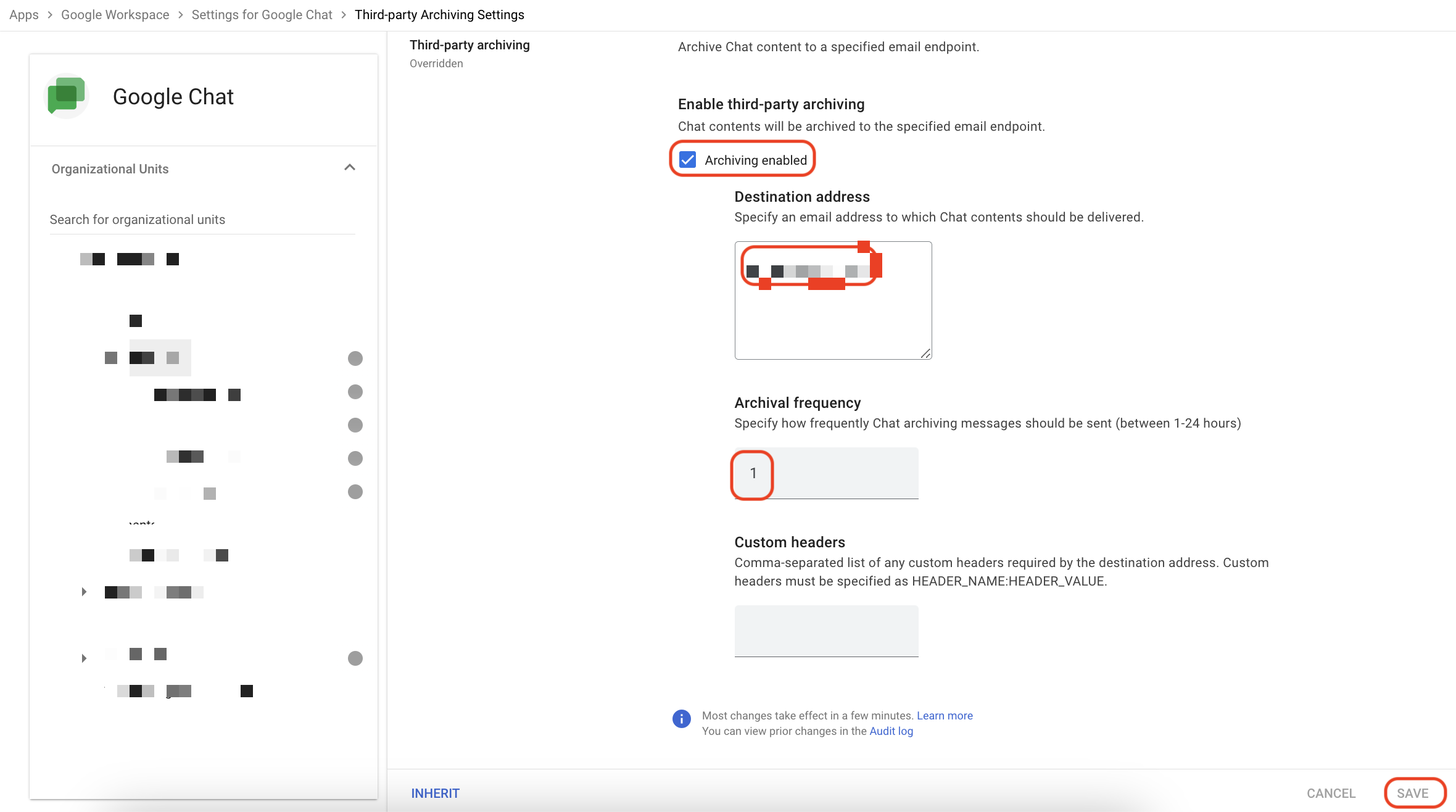 Disable allowing users to change chat history in Google Admin