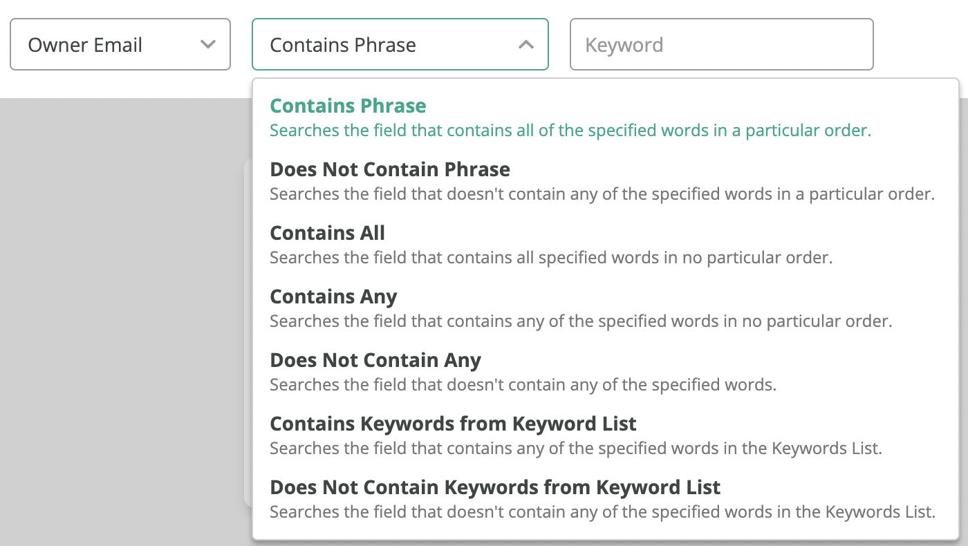 Owner email filter