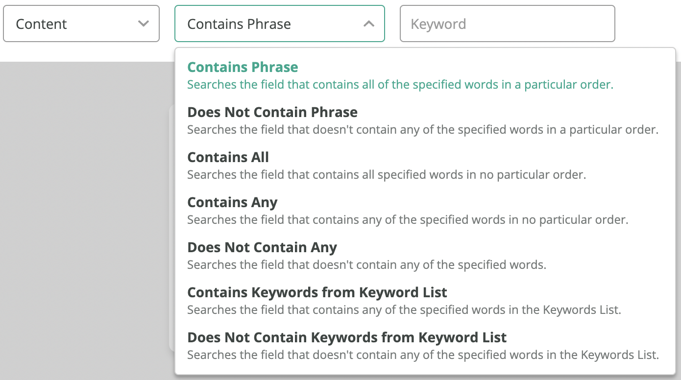 Content search filter