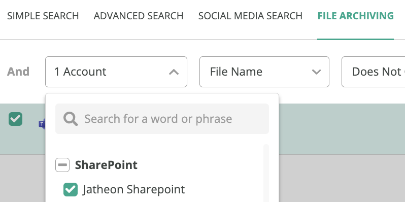 SharePoint workspace selection
