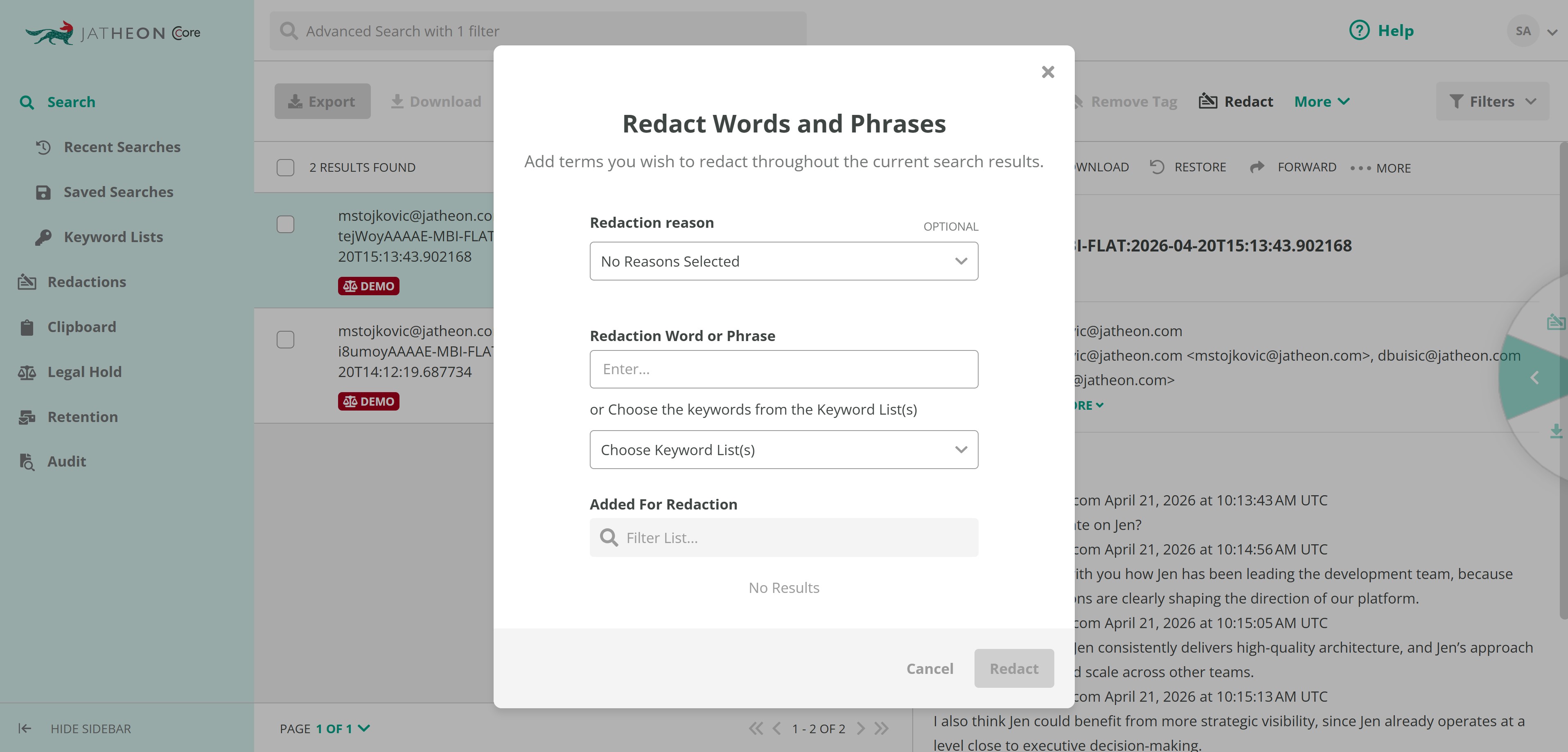 Add redaction terms