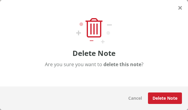 Delete Note confirmation dialog
