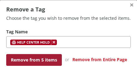 Remove a Tag window