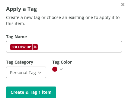Creating a new Personal tag