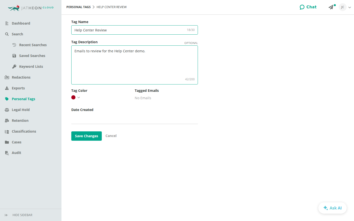 New Tag form
