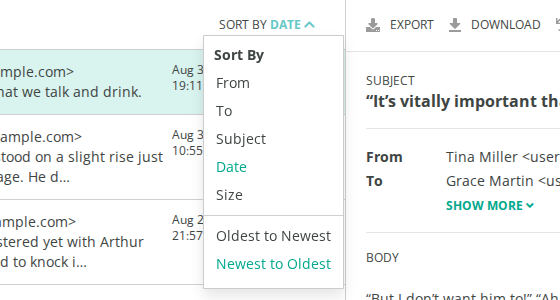 Sort By menu