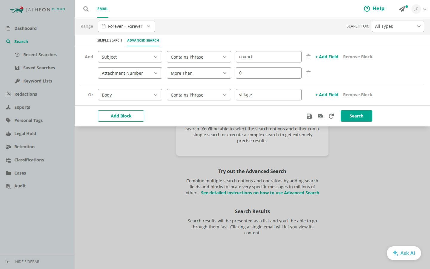 Two search blocks