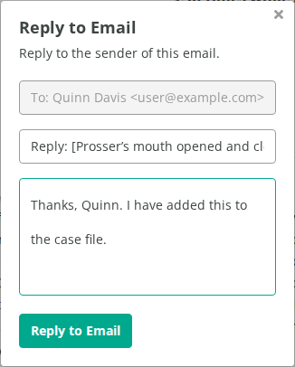 Reply to Email window