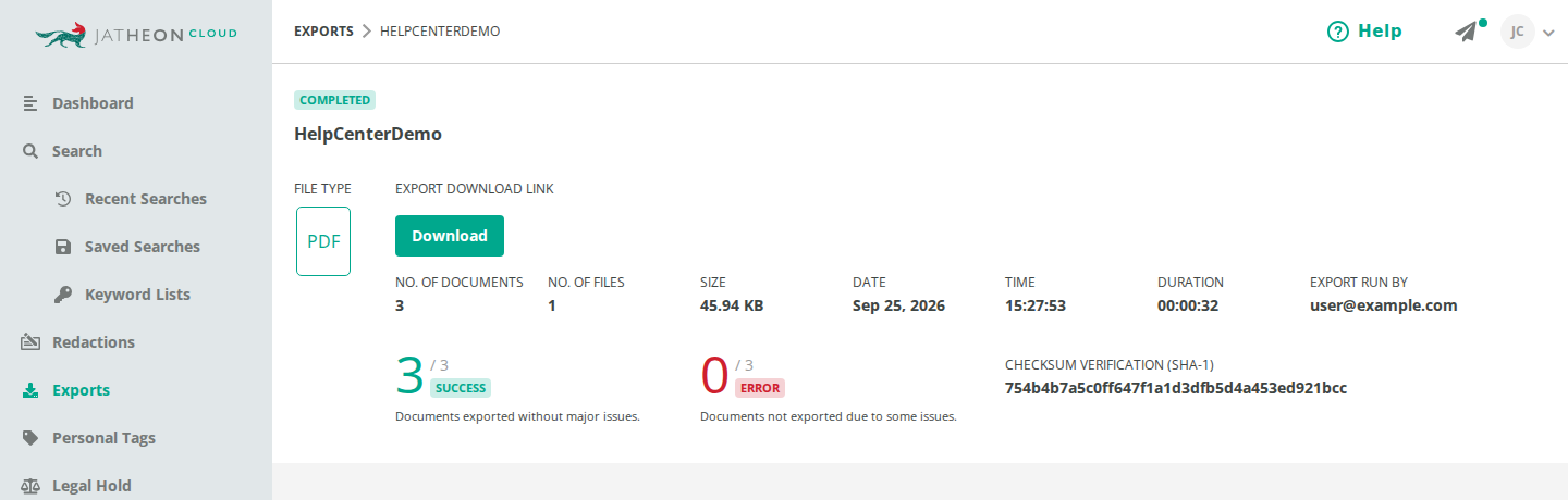 Export details