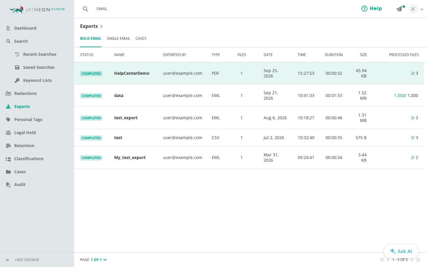Exports list