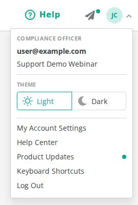 My Account Settings in the user menu