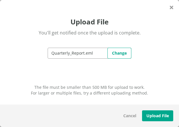 Upload File window