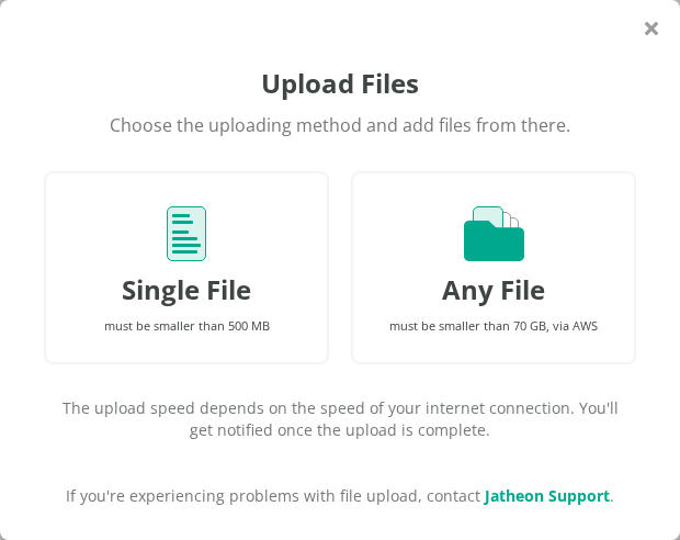 Upload Files window