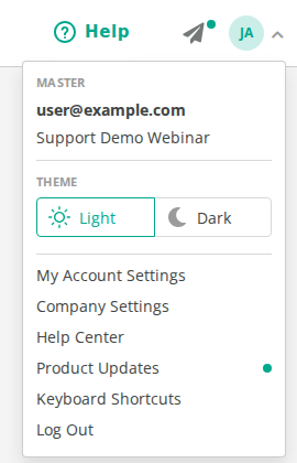 Company Settings in the user menu