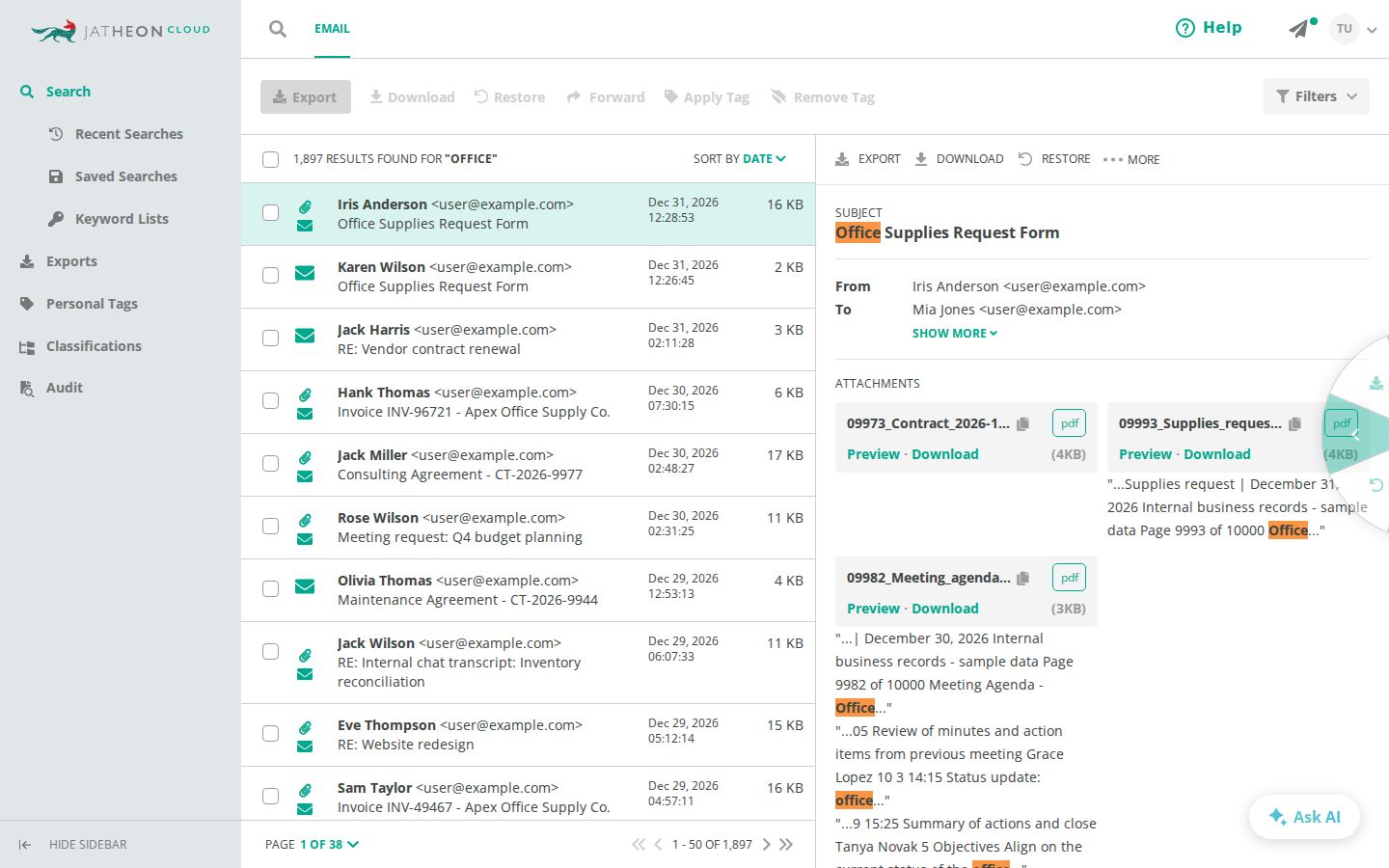 Search results from two mailboxes