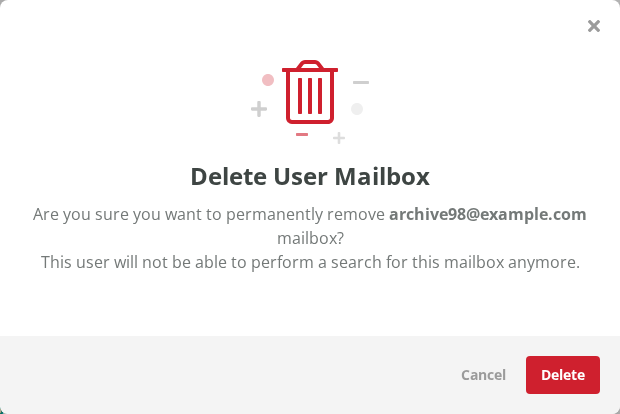 Delete User Mailbox window