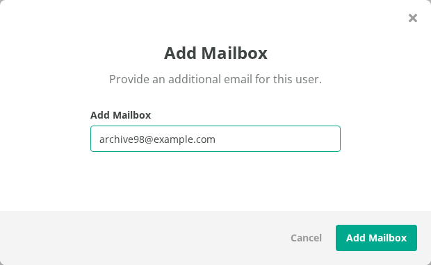 Add Mailbox window