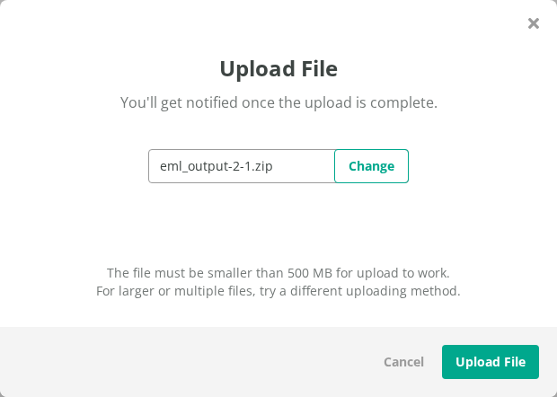 Upload File window