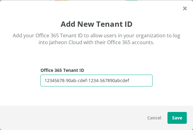 Add New Tenant ID window