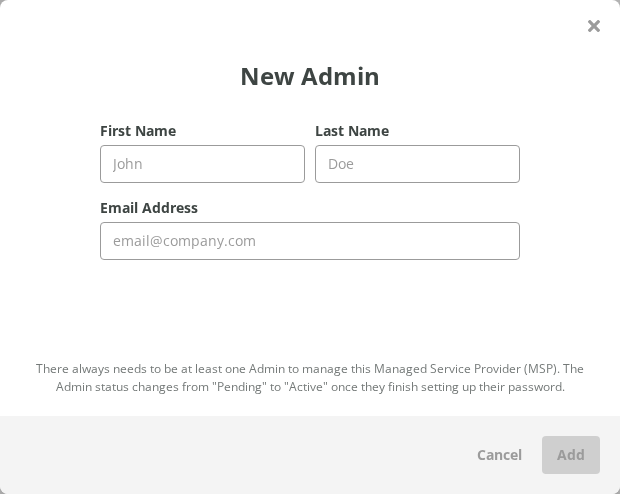 New Admin window