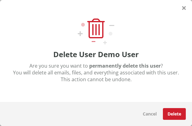 Delete User window
