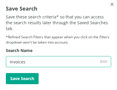 Save Search window