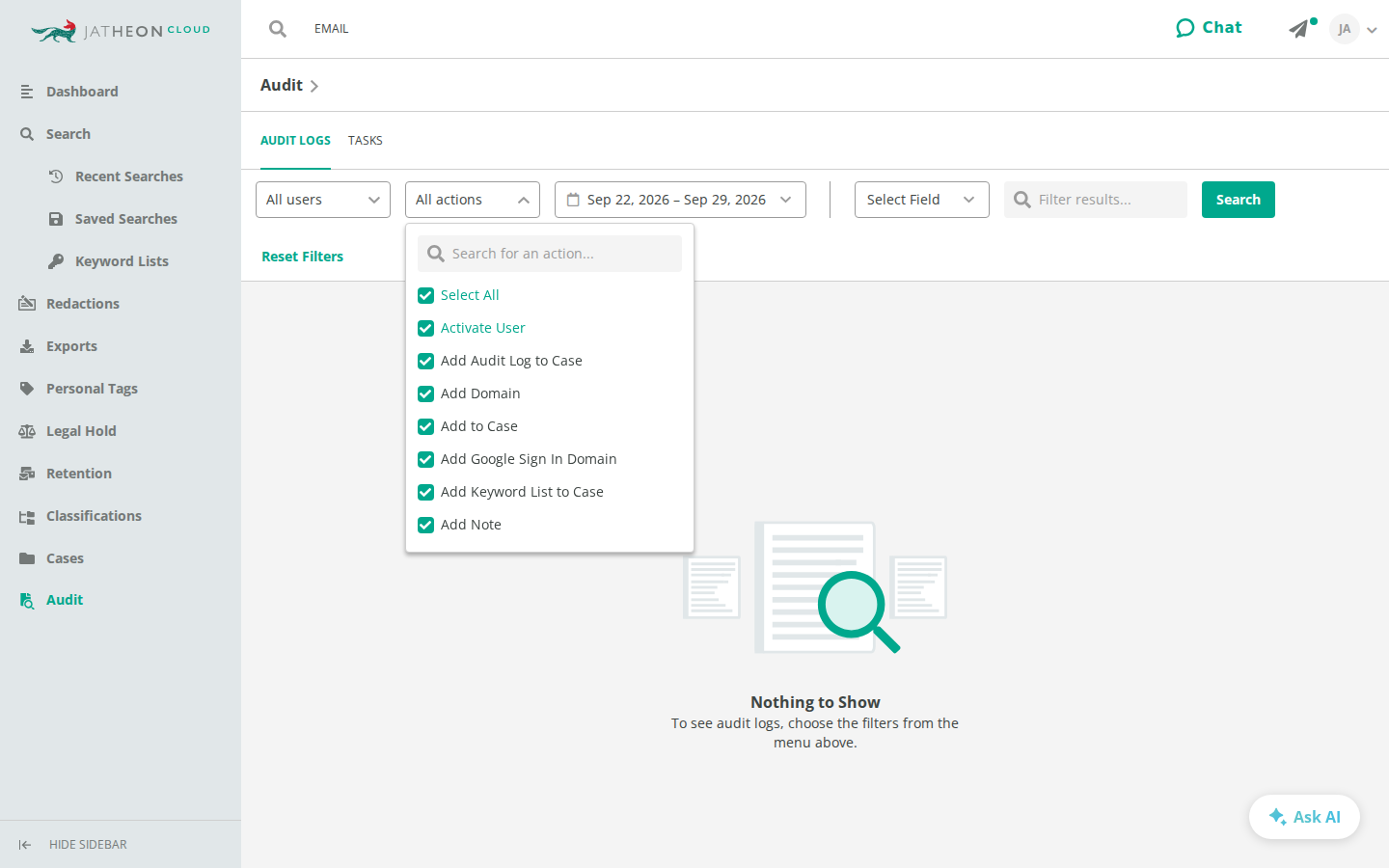 Audit filters