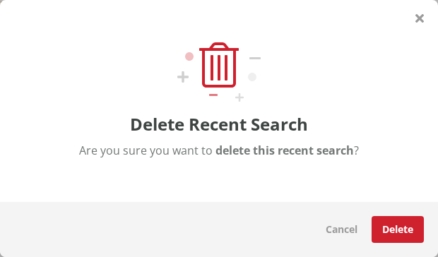 Delete Recent Search window