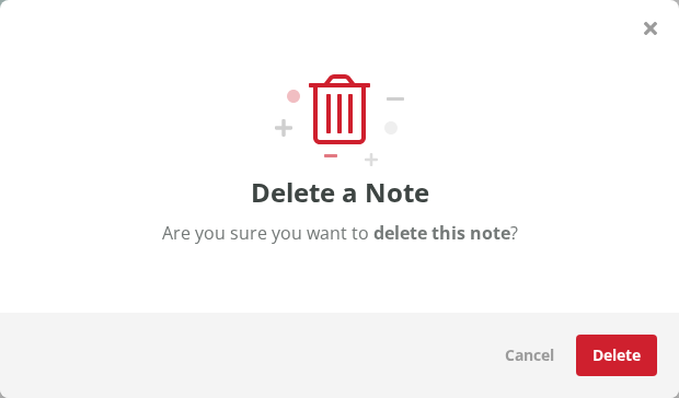 Delete a Note window