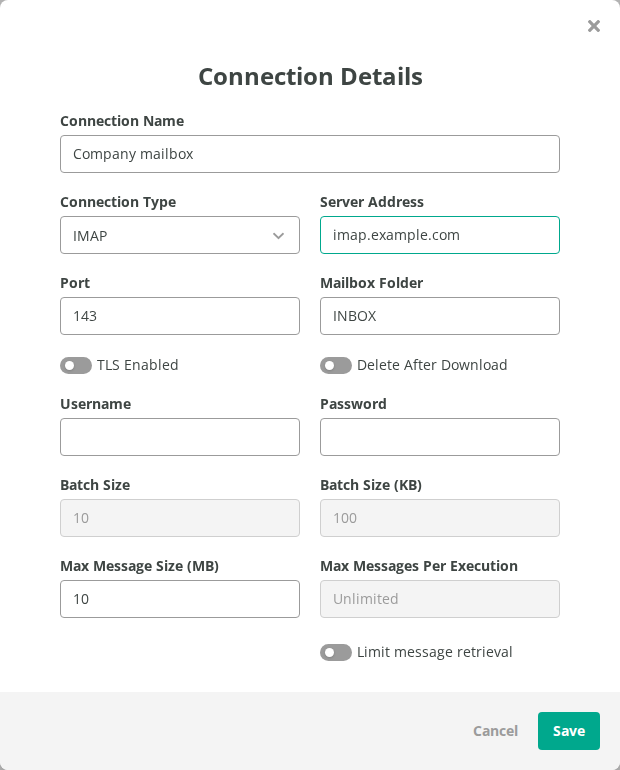 Connection Details window