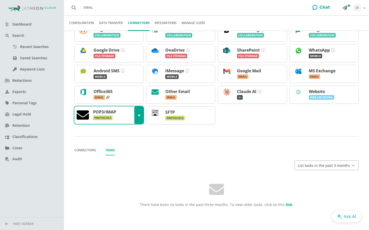 Tasks tab