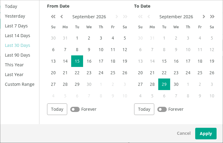 Calendar presets