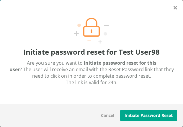 Initiate password reset window
