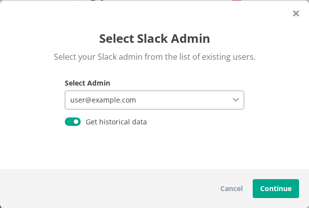 Select Slack Admin window