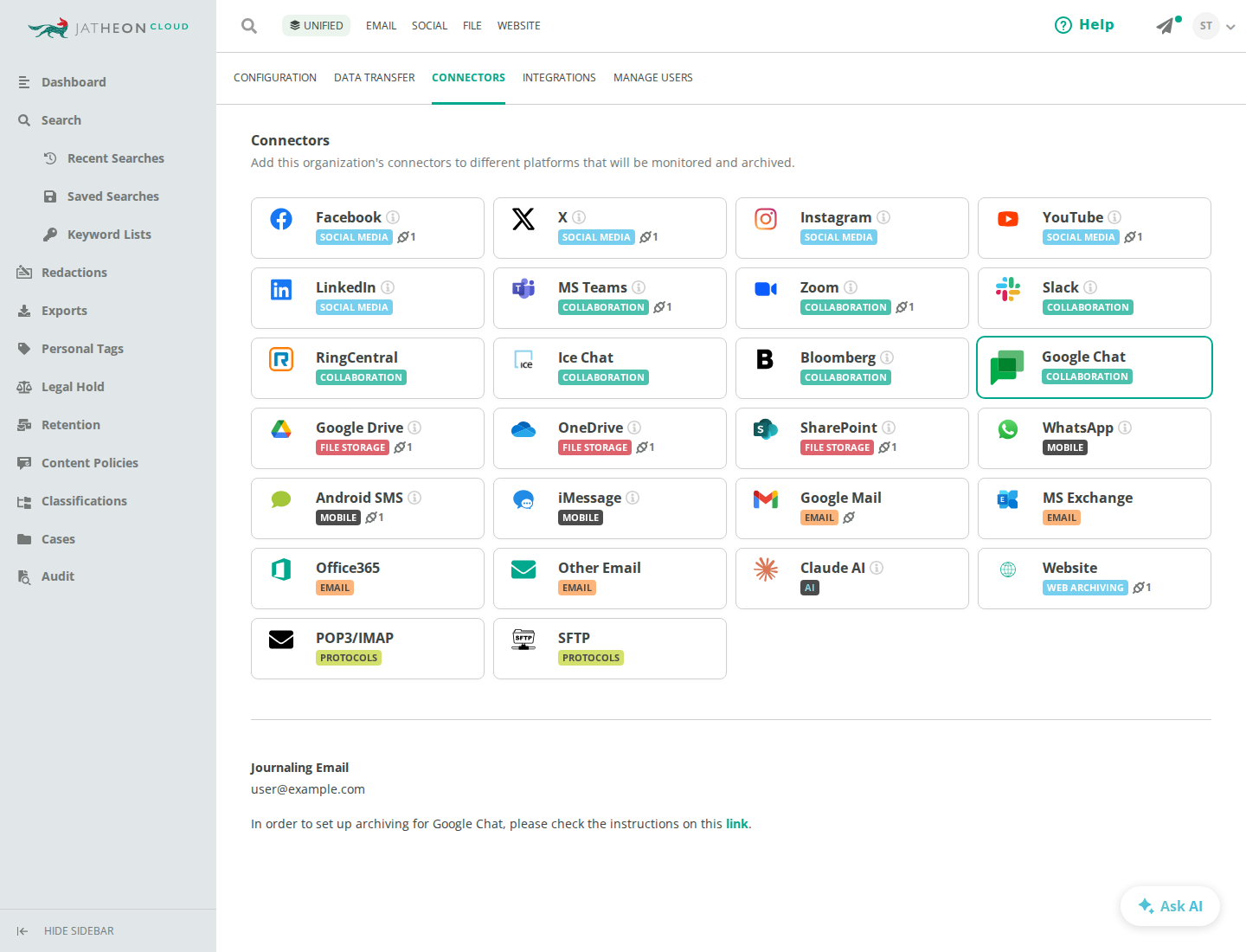 Journaling Email under the Google Chat card