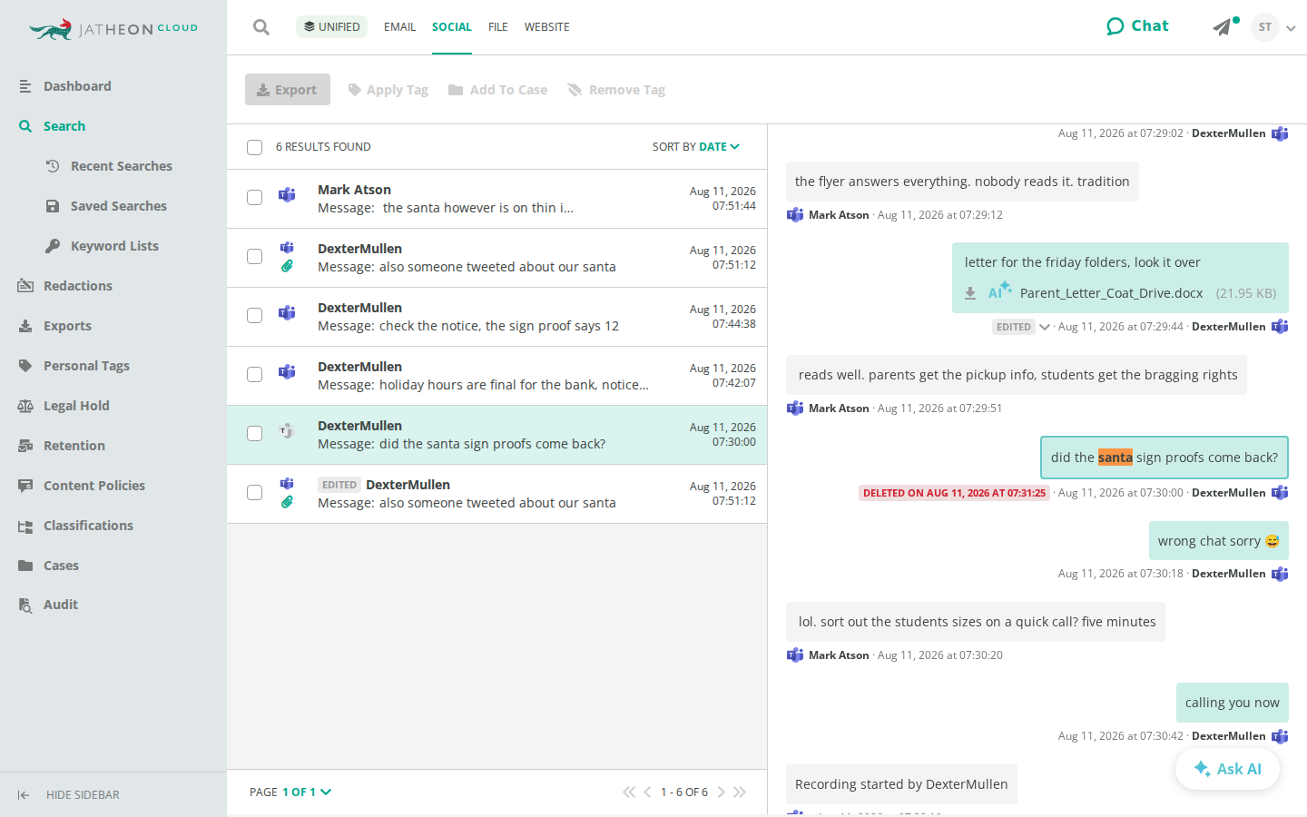 Deleted Teams message