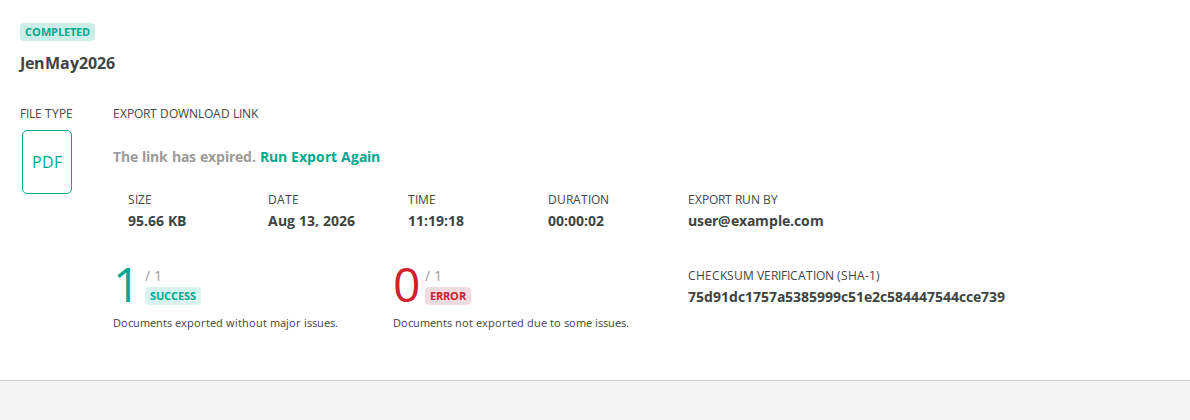 Export details