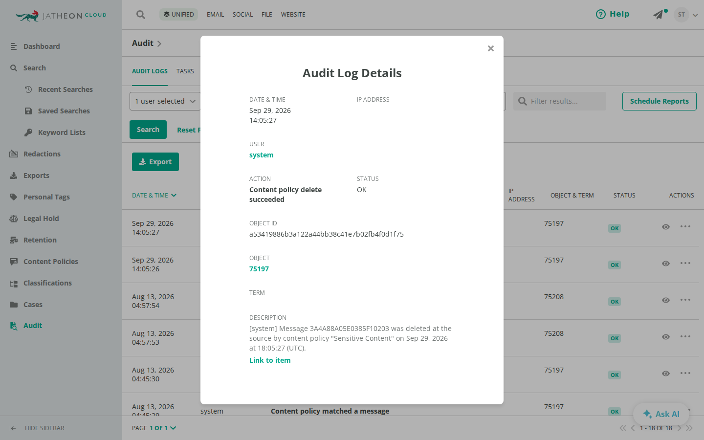 Audit Log Details