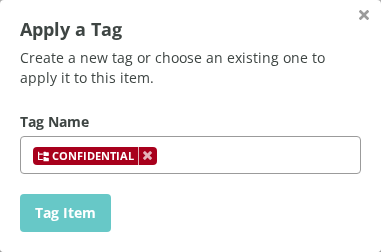 Apply a Tag window with a classification tag selected