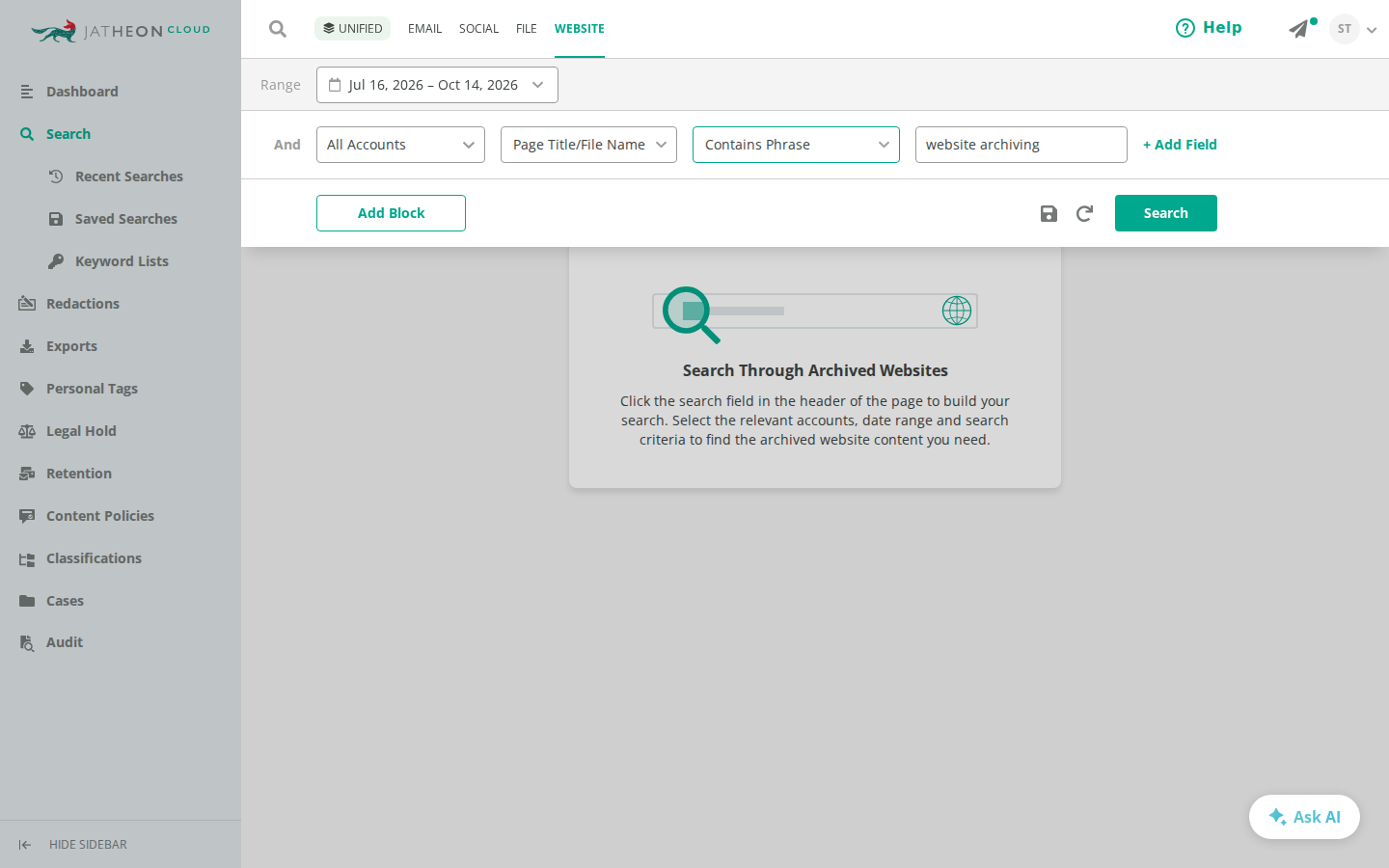 Website Search form ready to run