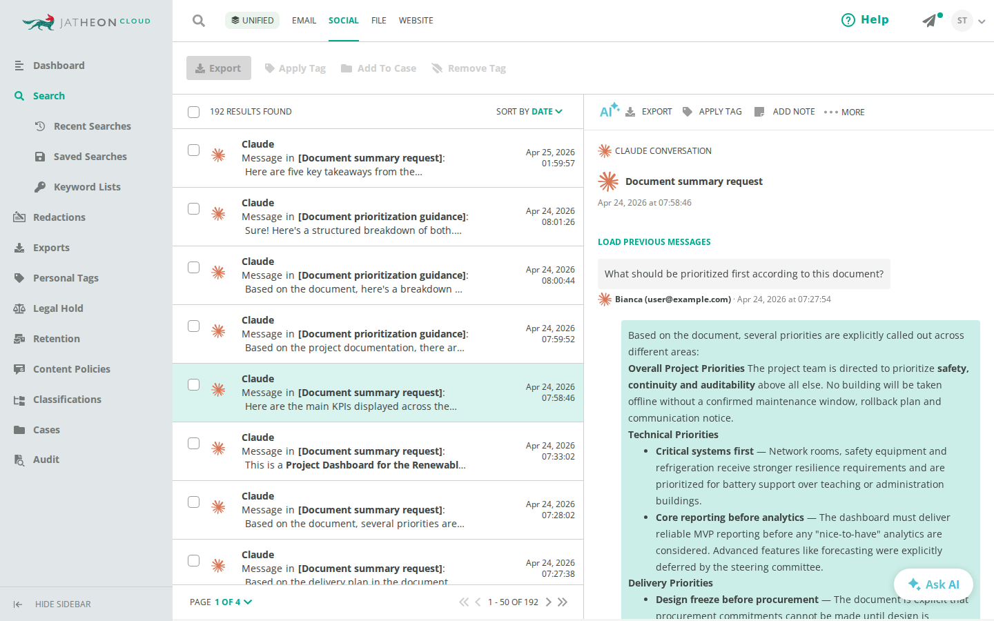 Claude conversation open in the message view