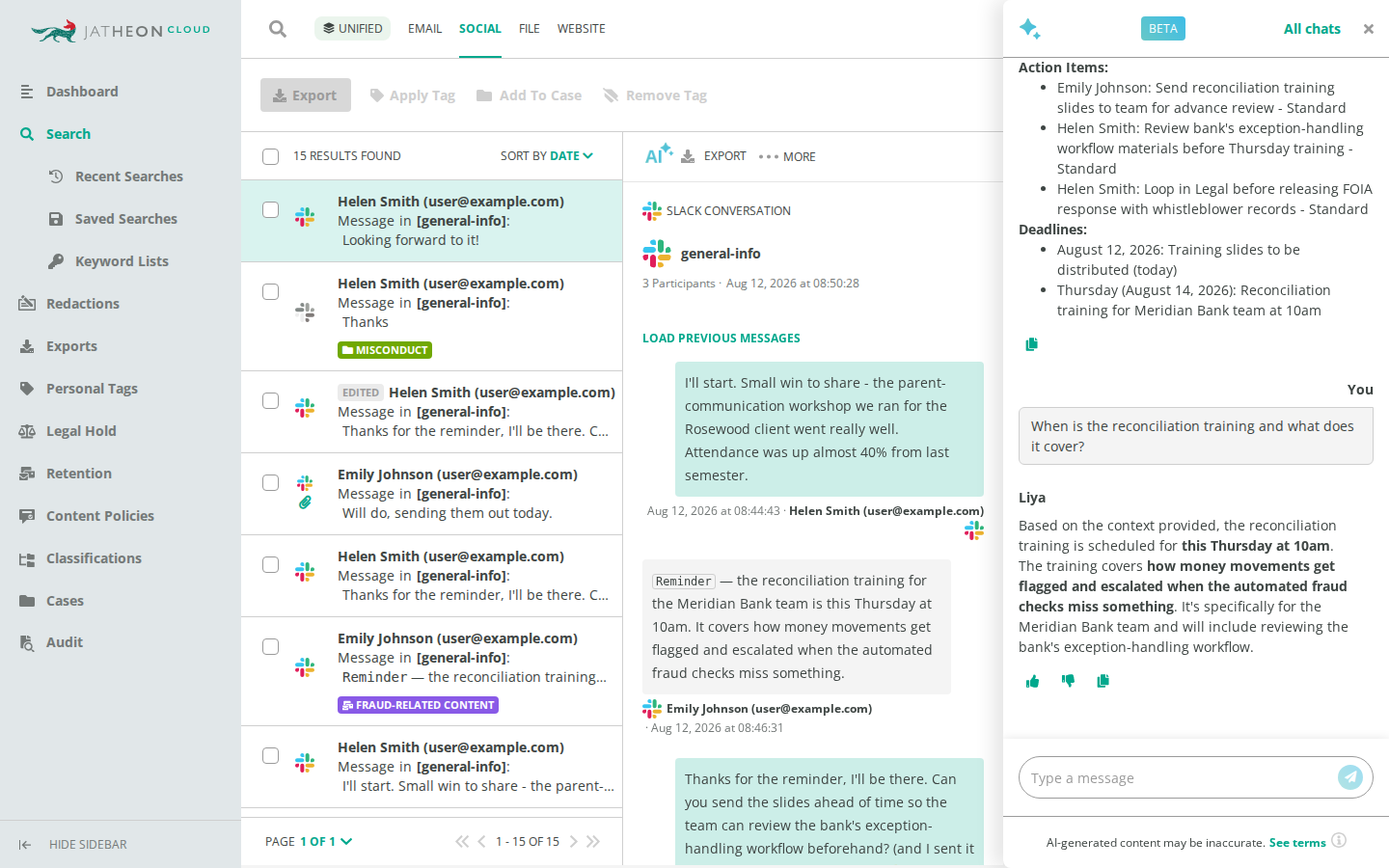 Liya's summary and answer about a Slack conversation